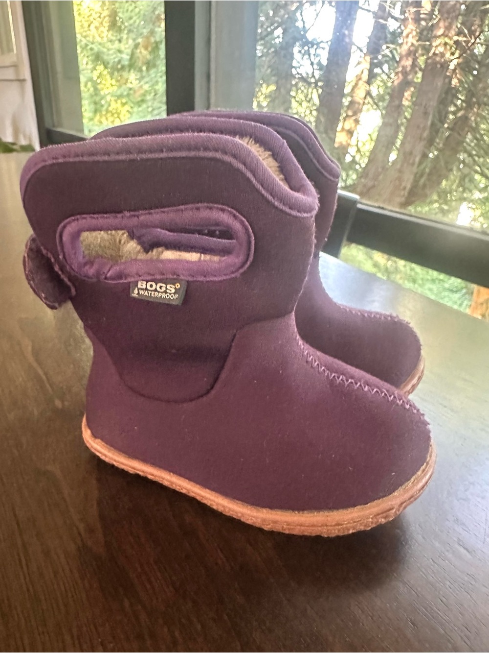Kids baby Bogs Purple Fleece lined 4
